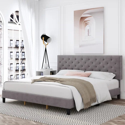Emanuell Velvet Tufted Upholstered Bed